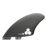 Smoke FCS II CI Keel fin with white Channel Islands hexagon logo
