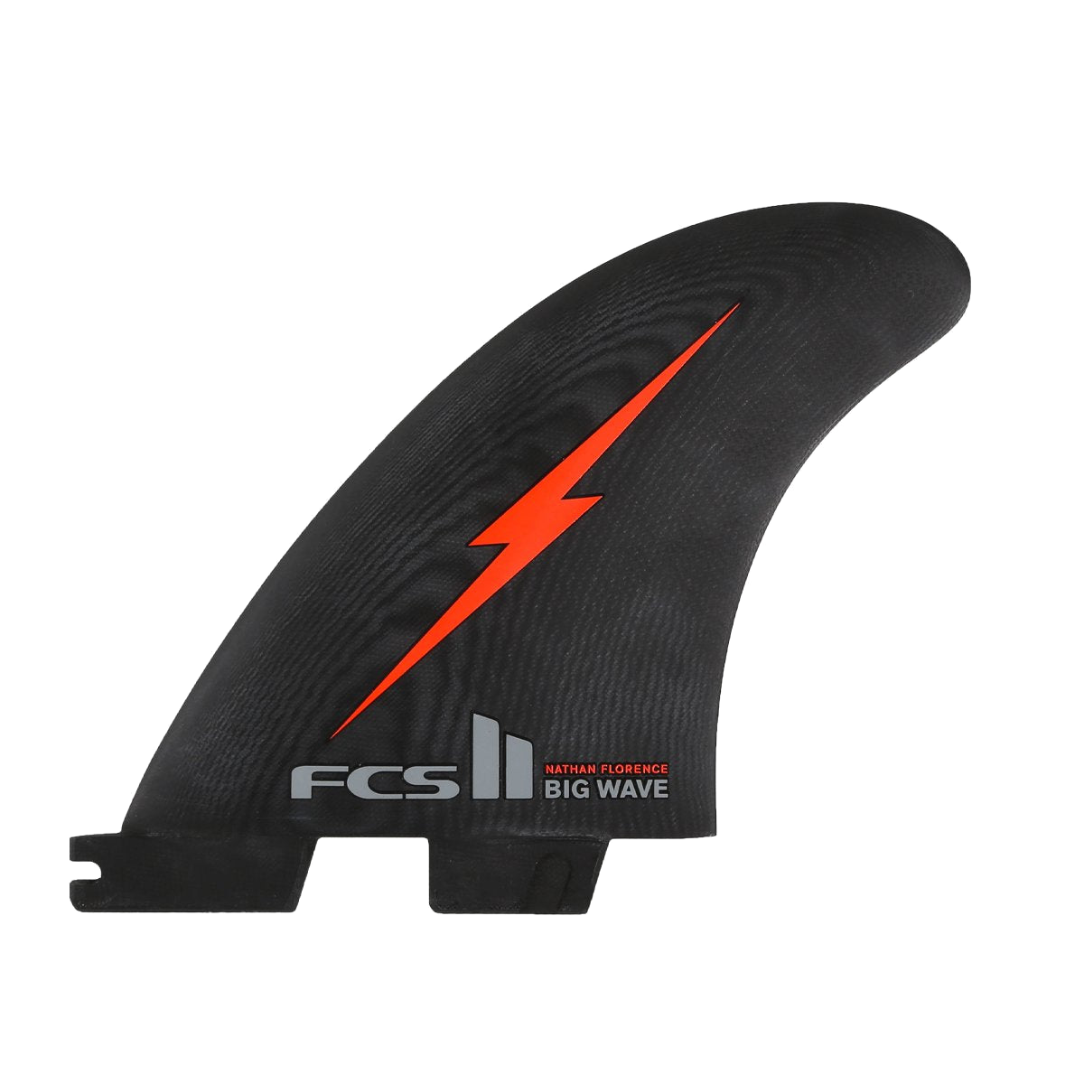 Nathan Florence Big Wave FCS II side fin with red lightning graphic