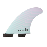 FCS II Sky Brown Tri Fins - Performance Core: seafoam and Lavender fin with a fine geometric line pattern