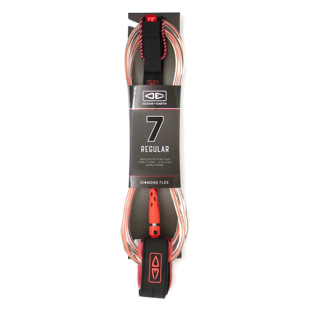 Ocean & Earth Diamond Flex Regular Leash – 7 ft: Coral packaged leash