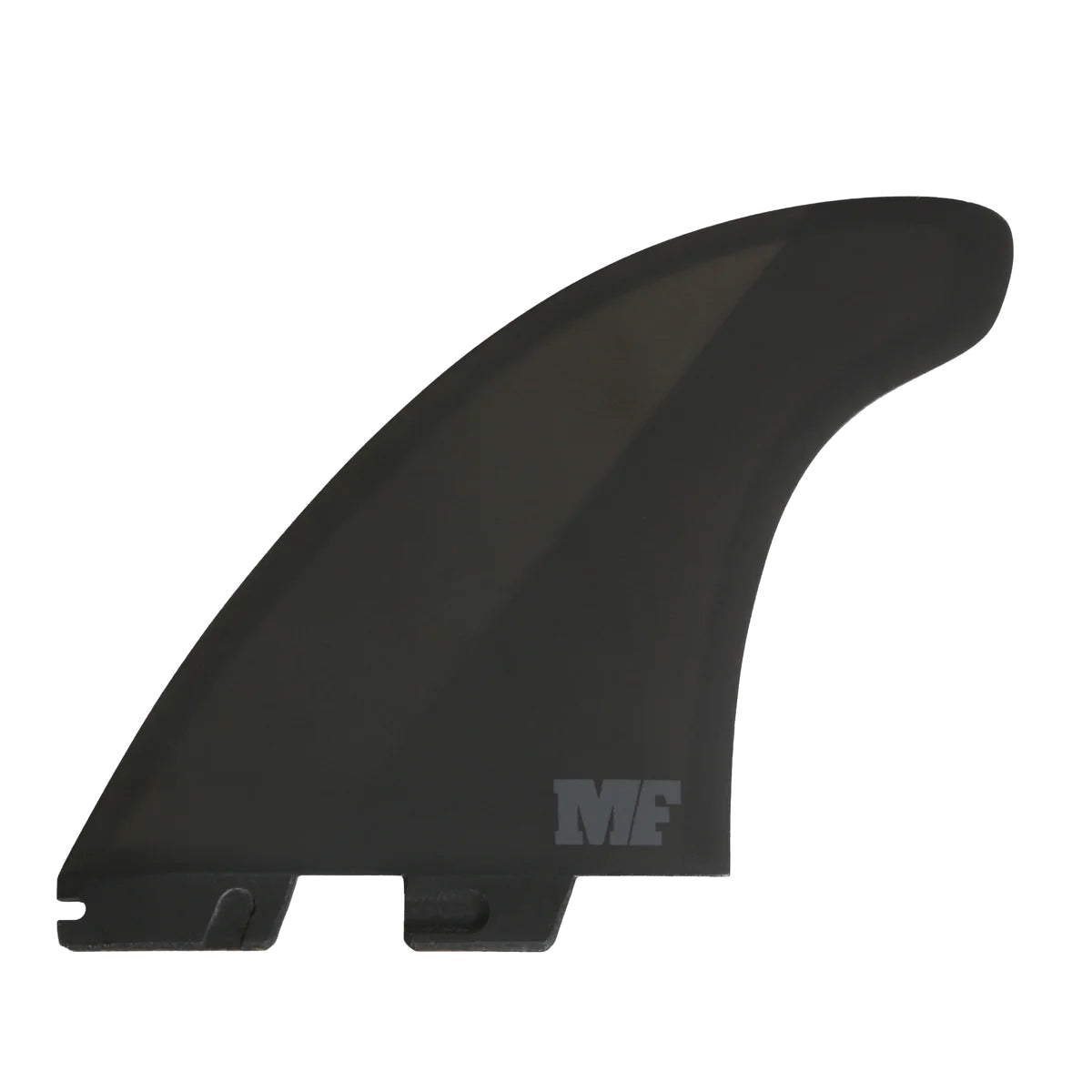 FCS II Mick Fanning Twin + Stabiliser Fins - PC + AirCore: reverse black face showing the MF initials
