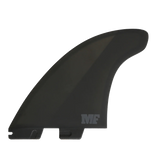 FCS II Mick Fanning Twin + Stabiliser Fins - PC + AirCore: reverse black face showing the MF initials