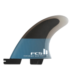 FCS II Performer Quad Fins - Performance Core: second official side fin view of the blue striped quad model