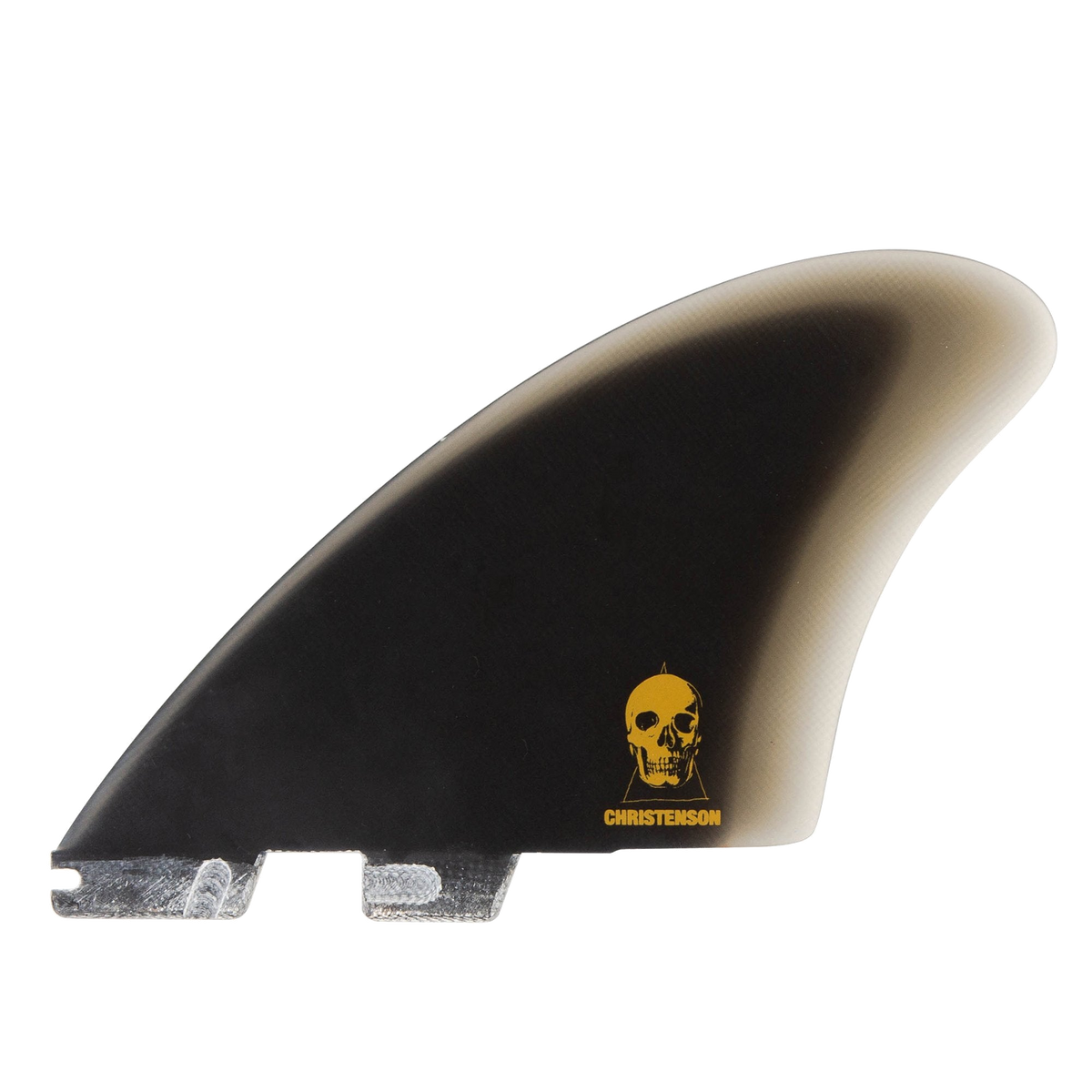 FCS II Christenson Keel - Performance Glass: black keel fin with gold Christenson skull logo