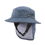 Ocean & Earth Indo Stiff Peak Surf Hat: Blue Marle stiff-peak hat with neck flap