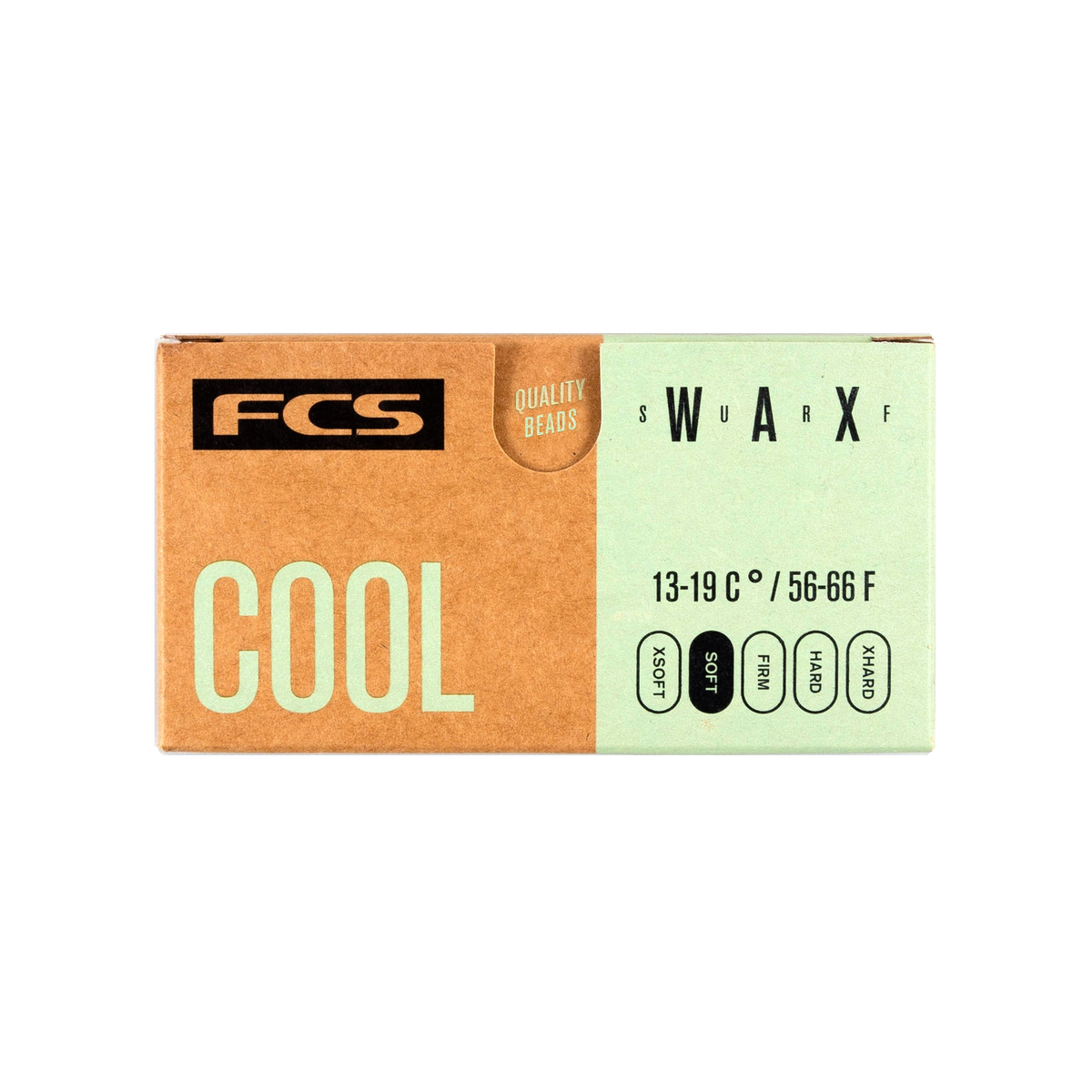FCS Surf Wax: cool formula packaging, 13–19°C