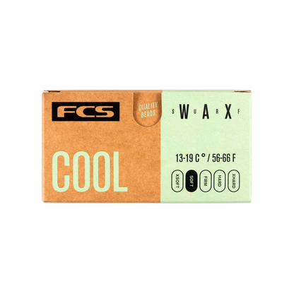 FCS Surf Wax: cool formula packaging, 13–19°C