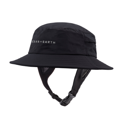 Ocean & Earth Bingin Soft Peak Surf Hat: Black soft-peak bucket hat, front view