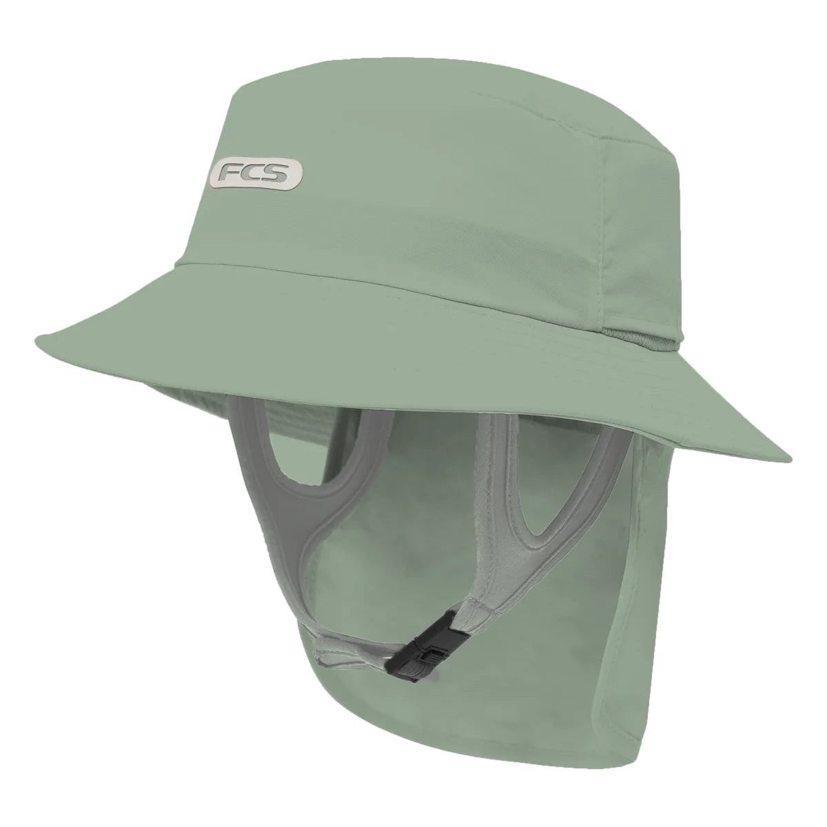 FCS Essential Surf Bucket Hat: iceberg Green bucket hat with ear pieces