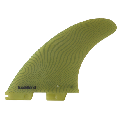 FCS II Carver Tri Fins - Eco Neo Glass: reverse Eucalyptus face showing the EcoBlend mark