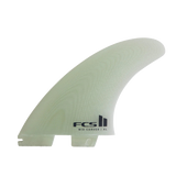 FCS II Mid Carver 2 + 1 Fin Set - Performance Glass: clear Mid Carver fin with FCS lettering