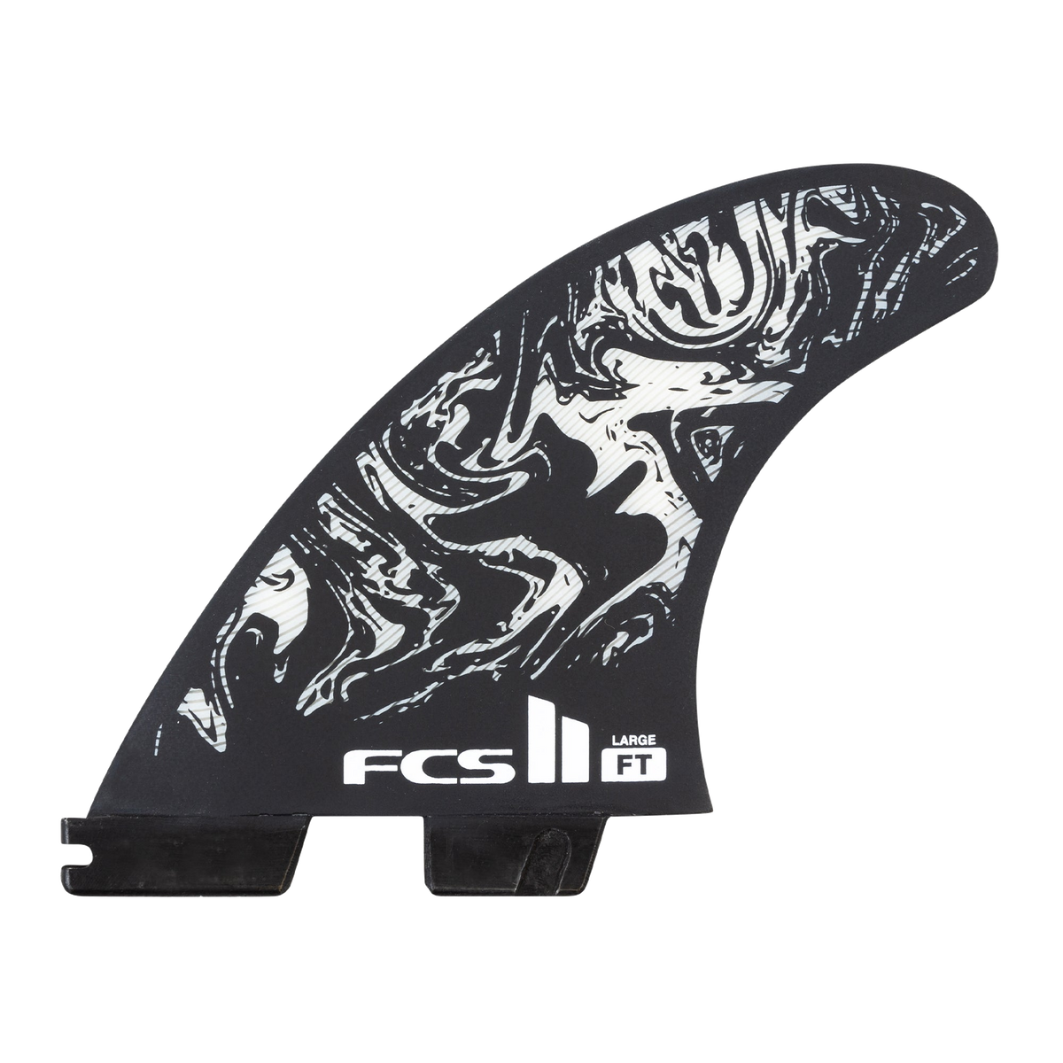Black and white artwork on a Filipe Toledo PC AirCore fin, front view