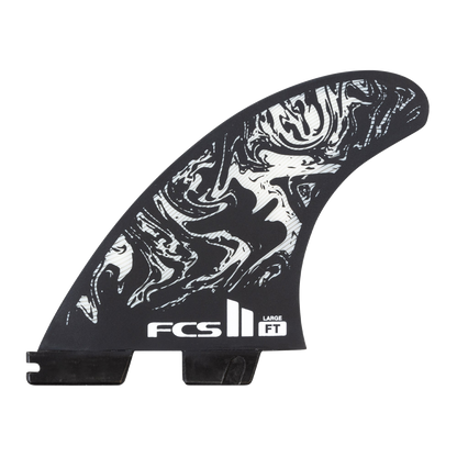 Black and white artwork on a Filipe Toledo PC AirCore fin, front view