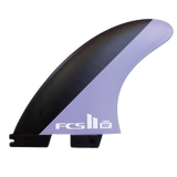 FCS II Mick Fanning Tri Fins - Performance Core: charcoal and Lavender fin with white FCS lettering