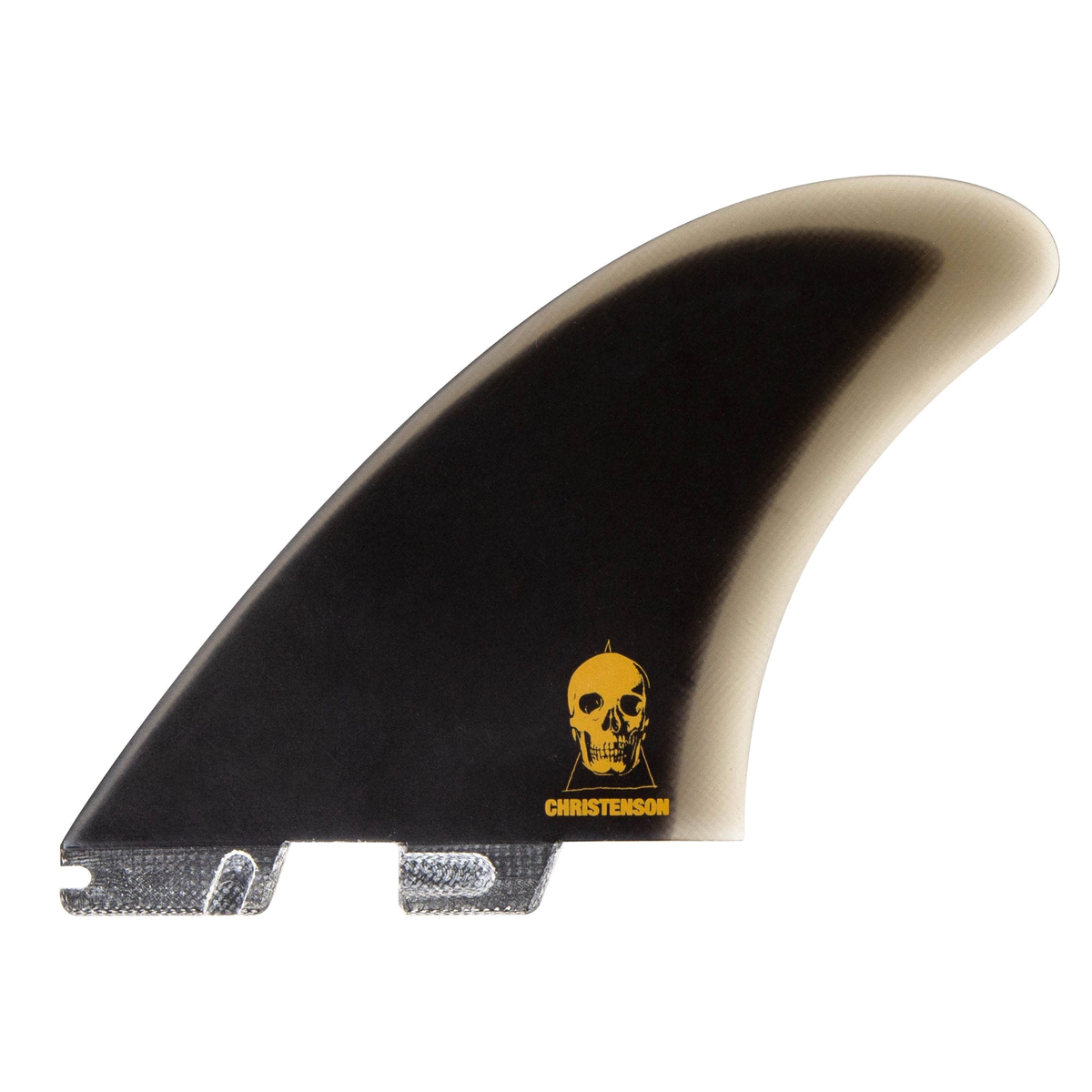 FCS II Christenson Twin - Performance Glass: black Christenson twin fin with gold skull logo