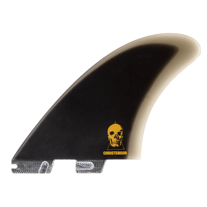 FCS II Christenson Twin - Performance Glass: black Christenson twin fin with gold skull logo