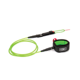 Ocean & Earth Diamond Flex Comp Leash – 5 ft: Lime leash in an uncoiled layout