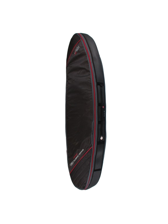 Ocean & Earth Triple Compact Shortboard Cover: Red-trimmed exterior profile