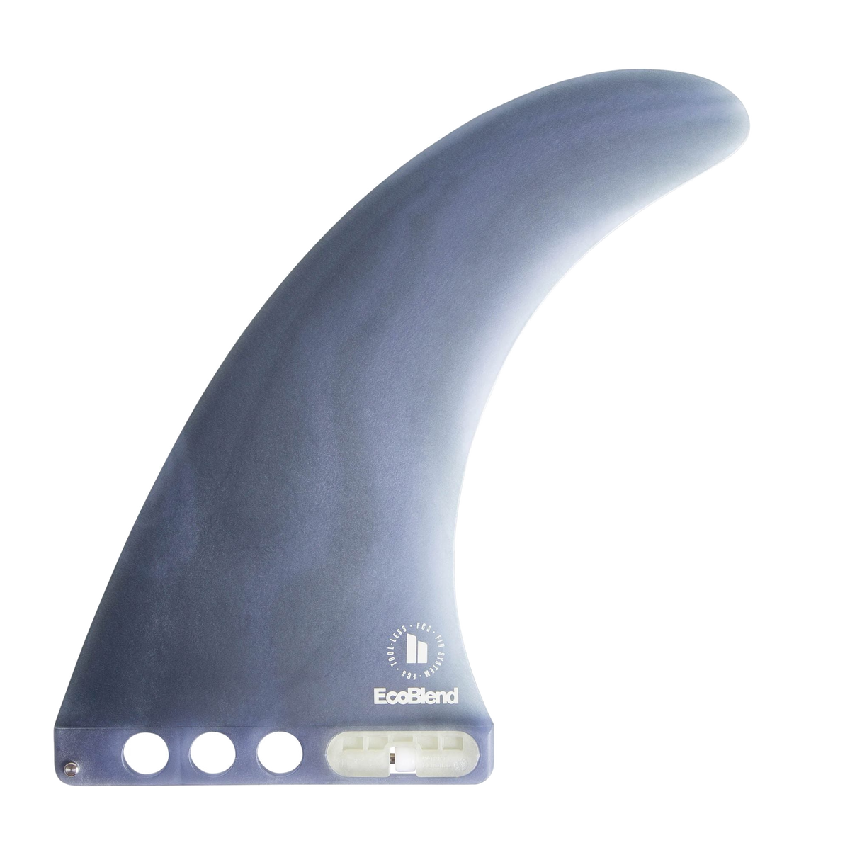 FCS II Connect Longboard Fin - Eco Neo Glass: dusky Blue Eco Connect fin with white base holes