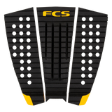 FCS Julian Wilson Treadlite Traction: charcoal and Mango pad with yellow FCS lettering and kick corners
