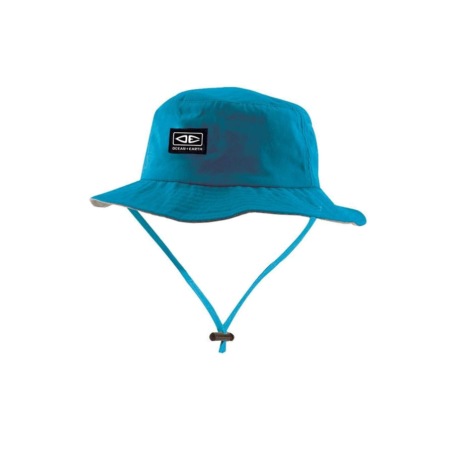 Ocean & Earth Kids One Dayer Bucket Hat: Teal kids’ bucket hat with toggle cord