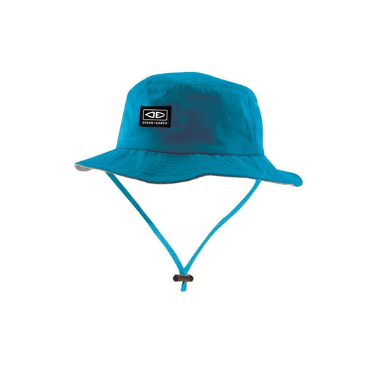 Ocean & Earth Kids One Dayer Bucket Hat: Teal kids’ bucket hat with toggle cord