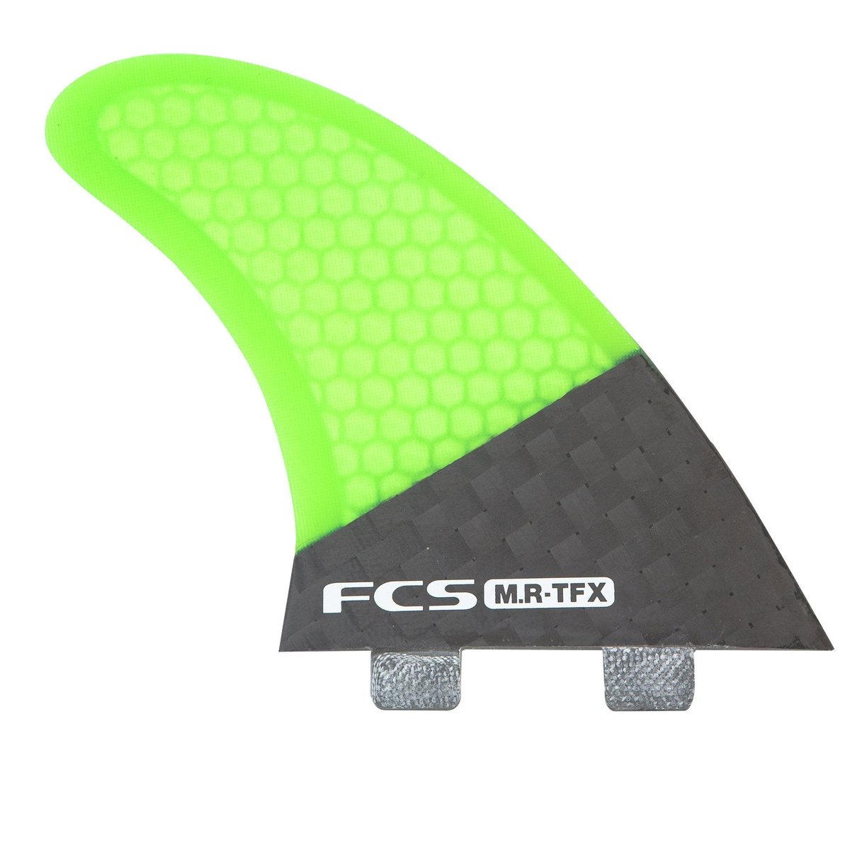 FCS MR-TFX Twin + Stabiliser Fins: carbon and fluorescent MR-TFX twin fin