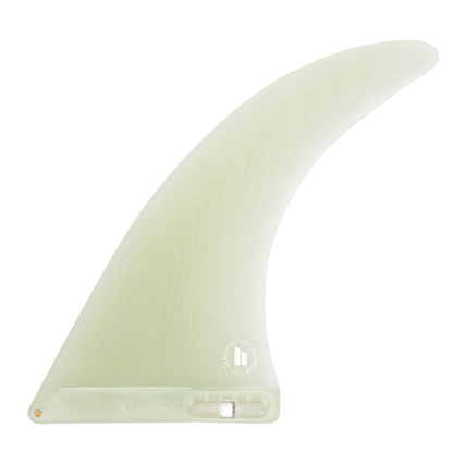 FCS II Clique Longboard Fin - Performance Glass: clear Clique fin showing its pale fibre pattern