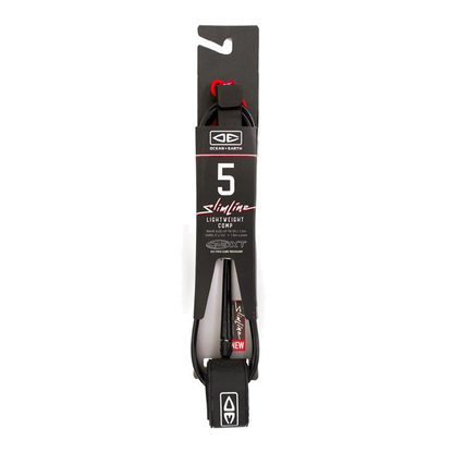 Ocean & Earth Slimline Lightweight Comp One-XT Leash – 5 ft: Black packaged Slimline leash