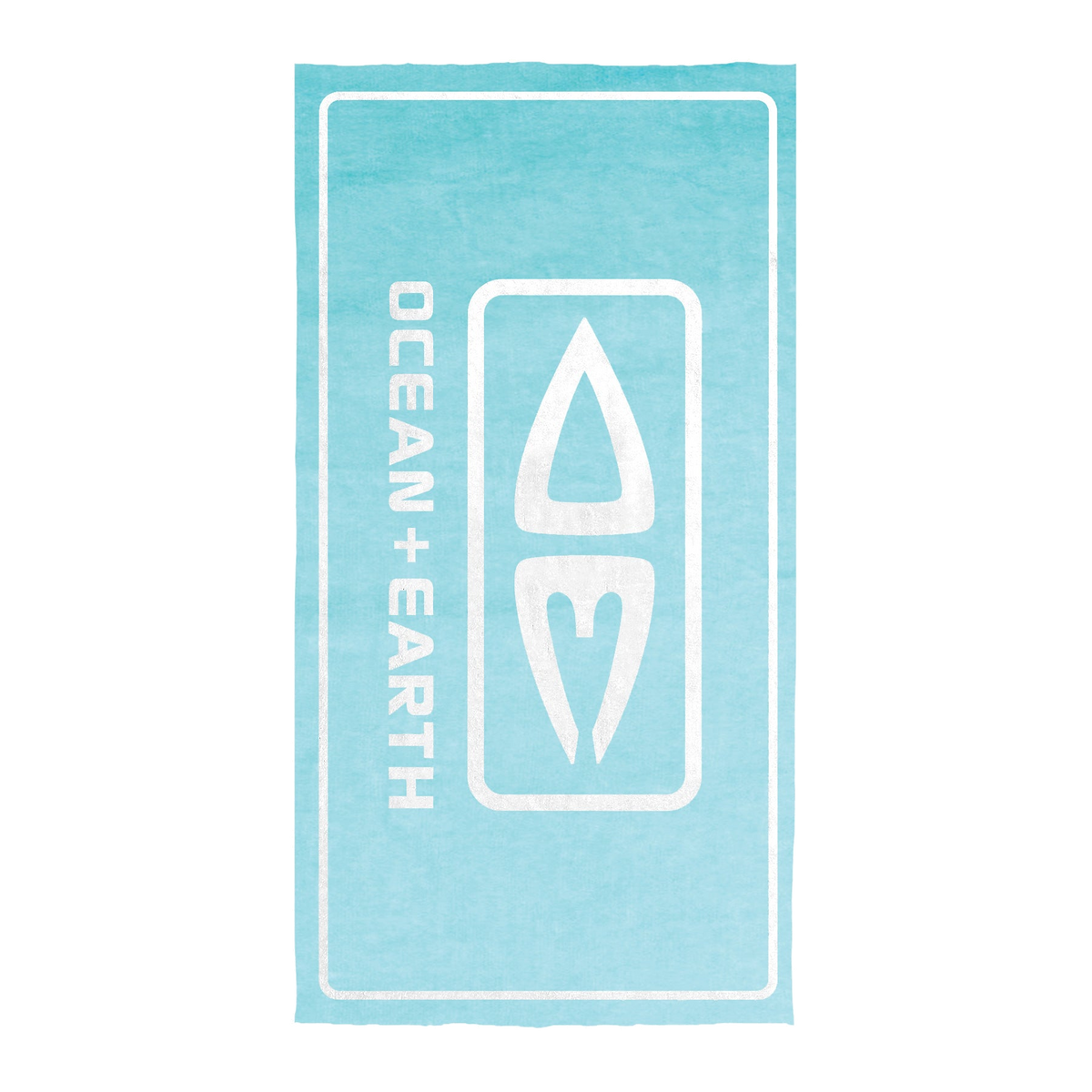 Ocean & Earth Priority Beach Towel: Pale Aqua logo towel laid flat
