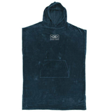 Ocean & Earth Corp Hooded Poncho: Navy Corp poncho, flat front view
