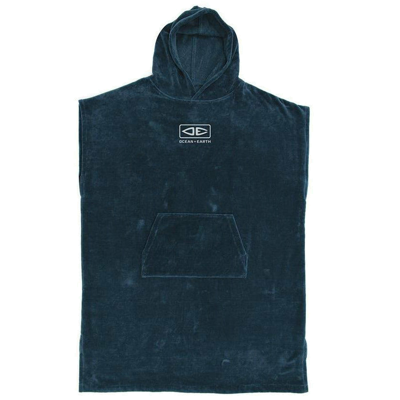 Ocean & Earth Corp Hooded Poncho: Navy Corp poncho, flat front view