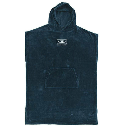 Ocean & Earth Corp Hooded Poncho: Navy Corp poncho, flat front view