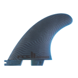 FCS II Performer Tri Fins - Eco Neo Glass: pacific blue fin with a flowing wave pattern