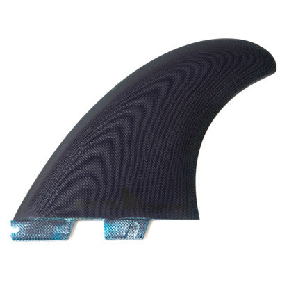 FCS II Power Twin Fin Set - Performance Glass: black Power Twin fin showing a subtle wave pattern