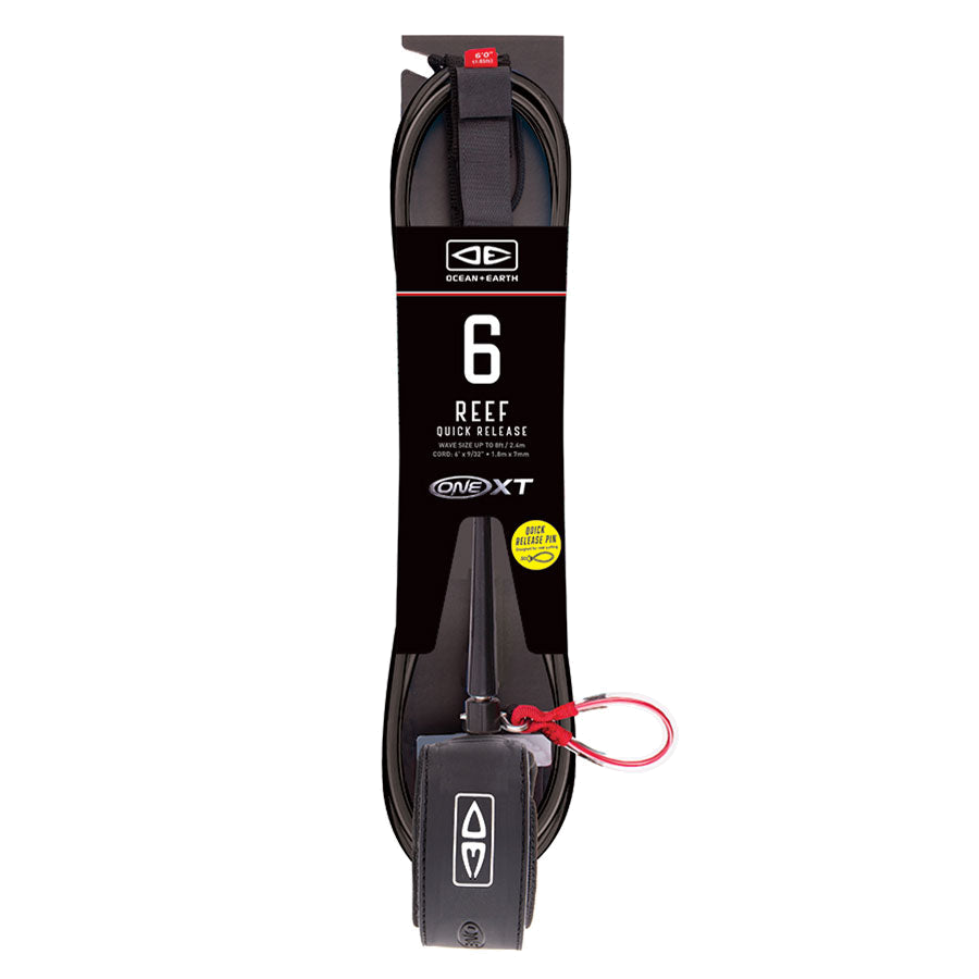 Ocean & Earth Reef Quick Release One-XT Leash – 6 ft: Black packaged Reef leash