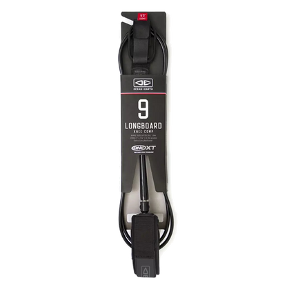 Ocean & Earth Longboard Knee Comp One-XT Leash – 9 ft: Black packaged Knee Comp leash