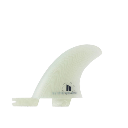 Front face of the clear Mid Side Byte fin with FCS II logo