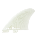 Clear Modern Keel fin showing pale green glass layers and dual mounting tabs