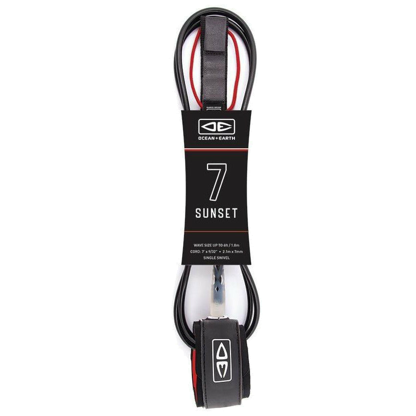 Ocean & Earth Sunset Moulded Leash – 7 ft: Black packaged Sunset leash