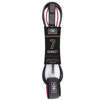 Ocean & Earth Sunset Moulded Leash – 7 ft: Black packaged Sunset leash