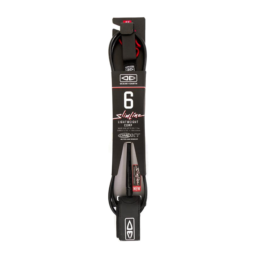 Ocean & Earth Slimline Lightweight Comp One-XT Leash – 6 ft: Black packaged Slimline leash