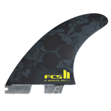 FCS II Al Merrick PG Pro Tri Fin Set - Performance Glass: black and Acid Al Merrick side fin with dark artwork