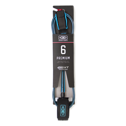 Ocean & Earth Premium One-XT Leash – 6 ft: Blue leash in retail packaging, full view