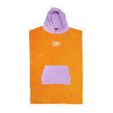 Ocean & Earth Youth Hooded Poncho: Orange youth poncho with Lavender hood and pocket