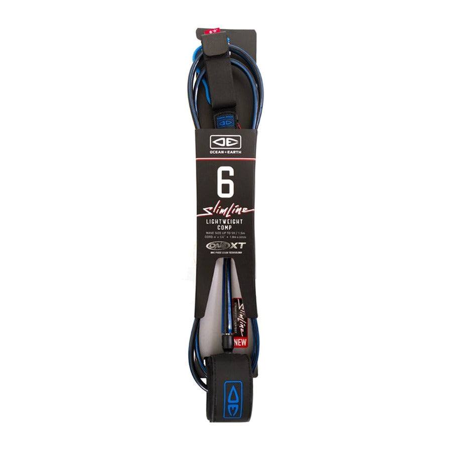 Ocean & Earth Slimline Lightweight Comp One-XT Leash – 6 ft: Black/Blue packaged Slimline leash
