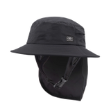Ocean & Earth Indo Stiff Peak Surf Hat: Black stiff-peak hat with neck flap