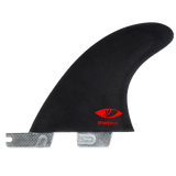 FCS II Sharp Eye Tri Fin Set - PC Carbon + AirCore: reverse black face showing a red eye logo