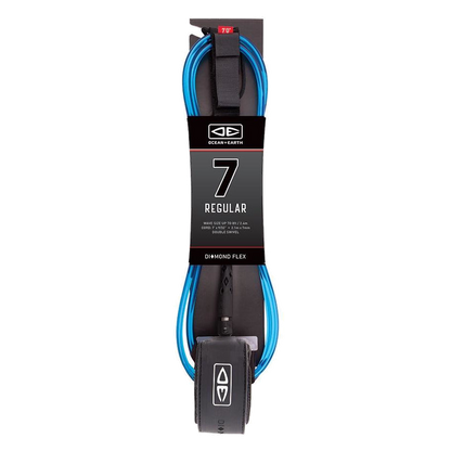 Ocean & Earth Diamond Flex Regular Leash – 7 ft: Blue packaged leash