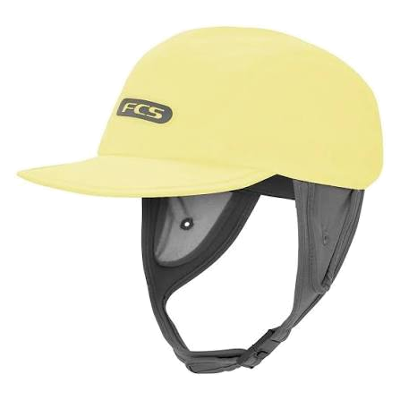 FCS Essential Trucker Wet Cap: butter wet trucker cap and chin strap
